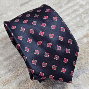 Luca Franzini Tie Rack Italian Silk Navy Red Diamond Print